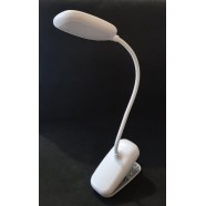 Настільна LED лампа, з акумулятором, біла прищіпка, 18239